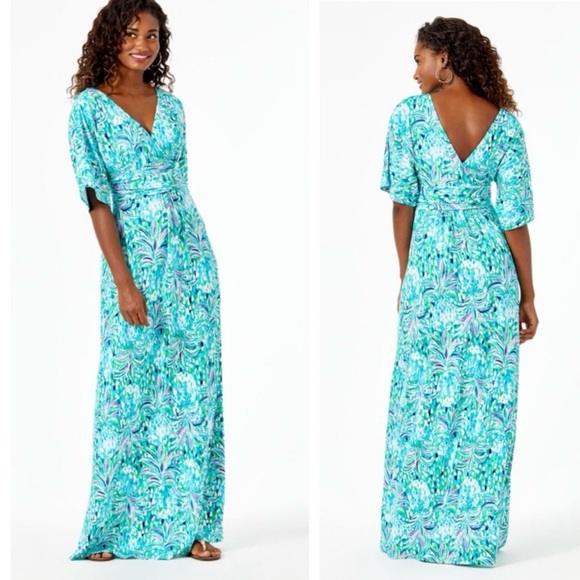 Lilly Pulitzer Dresses & Skirts - Lilly Pulitzer Parigi V-Neck Maxi Dress Emerald Island Pineapple Of My Eye M